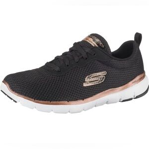 Skechers Black and Rose Gold Sneakers